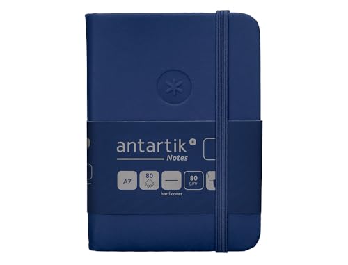 Antartik Notizbuch mit Gummiband, Notizen, fester Einband, A7, glatte Blätter, Marineblau, 80 Blatt, 80 g, FSC von Antartik