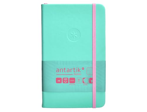 Antartik Notizheft mit Gummiband, fester Einband, A6 Blatt, gestreift, Rosa und Türkis, 100 Blatt, 80 g, FSC von Antartik