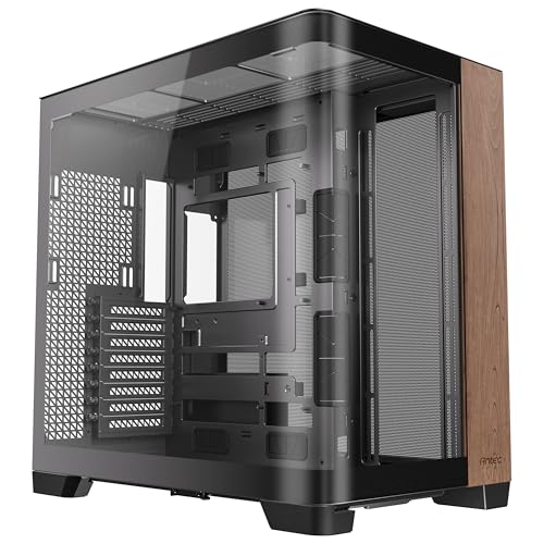 Antec C8 Curve Wood, Lüfter Nicht im Lieferumfang enthalten, Holz-Frontplatte, Super-Weitwinkel-Einzel-gebogenes Glas, Doppelkammer-Layout, Typ-C, 360 mm Heizkörperunterstützung, RTX 40 kompatibel, von Antec