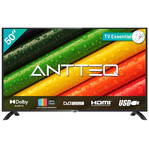 Antteq AB50D1 Fernseher 50 Zoll (TV 127 cm), Dolby Audio, LED, Triple Tuner DVB-C / T2 / S2, CI+, HDMI, Mediaplayer per USB, digitaler Audioausgang, incl. Hotelmodus von Antteq