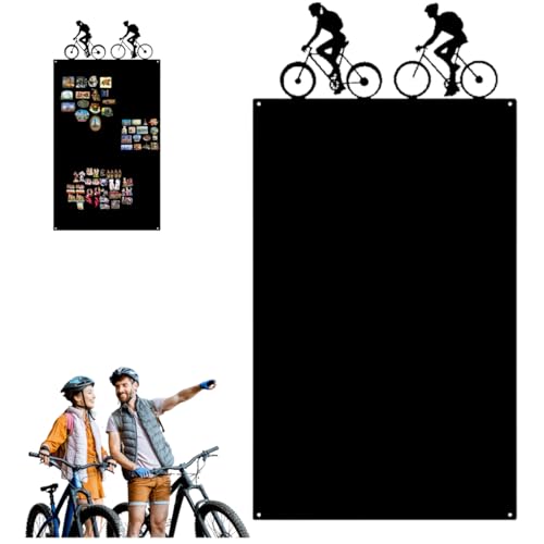 Magnettafel Schwarz, 98x50 cm, Metall Magnetische Tafel, Magnetpinnwand, Magnetboard, Magnetwand, Wandmontage, für Wohnzimmer, Küche, Flur, Kinderzimmer, Büro, im Loft-stil, Thema: Radfahrer von Anwicar