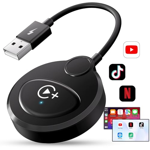 CarPlay Wireless Adapter, Netflix YouTube Tiktok CarPlay Wireless Dongle für iPhone, Wireless Carplay konvertiert Verkabelt zu Drahtlos, Auto Connect Kompatibel mit Autos ab 2016 & iPhone iOS 10+ von Anytrox