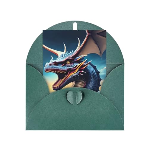 AoRom Bedruckte Grußkarten, Motiv: Brüllender Drache, gefaltete Karten mit Umschlägen, für alle Anlässe, Dankeskarte, innen unbeschriftet, 10,2 x 15,2 cm von AoRom