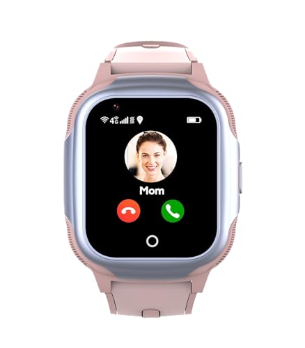 Aoekne Kinder Smartwatch mit GPS und SIM 4G Telefon Uhr für Kinder mit Videoanruf Telefonanruf WiFi Schulmodus SOS Kamera Schrittzähler Wasserdicht (Rosa) von Aoekne