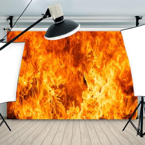 Aoihrraan 3,5x2,5m Buring Fire Backdrop Flammen Rot Raging Roaring Flaming Black Lagerfeuer Fotografie Hintergrund Frohe Weihnachten Lagerfeuer Camping Grills Party Dekoration Fotostudio Requisiten von Aoihrraan