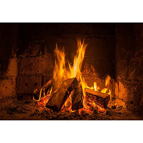 Aoihrraan 3x2m Brennen Brennholz Hintergrund Vintage Kamin Flammen Holz Flamme Fotografie Hintergrund Lagerfeuer Party Outdoor Camping Reisen Grillen Banner Kinder Erwachsene Porträt Foto Prop von Aoihrraan