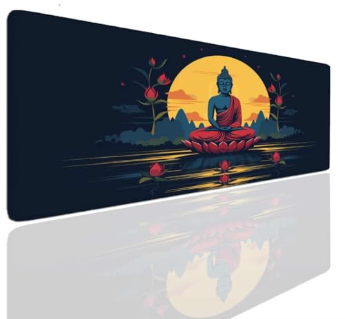 Gaming Mauspad XXL Mousepad 60x30x0.4cm, Gaming Schreibtischunterlage Zen Mauspad Groß Desk Mat Vernähte Kanten, Mouse Pad Mat Anti-Rutsch, Mauspads Verbessert Präzision und Geschwindigkei S-1256 von Aoojlo