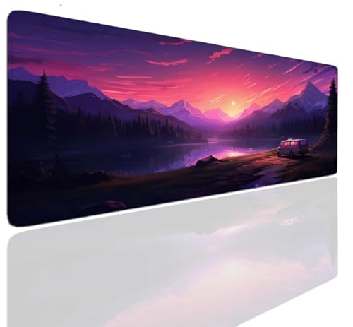 Gaming Mauspad XXL Mousepad 80x40x0.4cm, Gaming Schreibtischunterlage Red Mauspad Groß Desk Mat Vernähte Kanten, Mouse Pad Mat Anti-Rutsch, Mauspads Verbessert Präzision und Geschwindigkei S-942 von Aoojlo