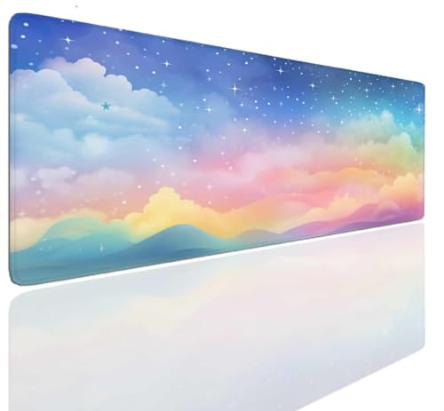 XXL Mauspad Gaming 800x400x4mm Mousepad XXL Groß Rainbow Mousepad Gaming Mouse Pad Mat Tischunterlage Large Size Mousepads Schreibtisch Unterlage Matte rutschfeste Großes Mauspad für PC, Laptop S-925 von Aoojlo