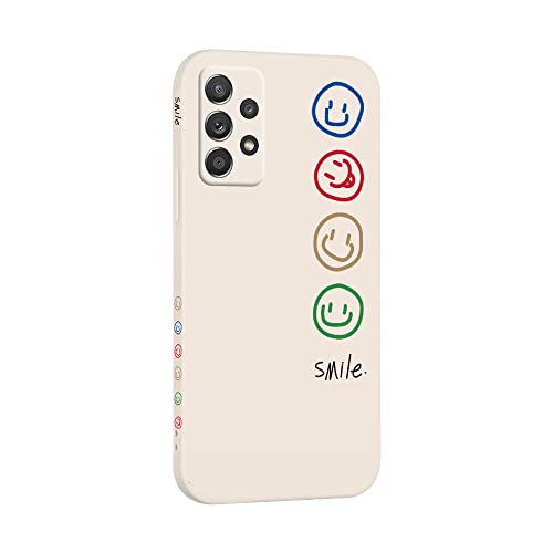 AoozeFon Hülle für Samsung Galaxy A52S Handyhülle Smile Muster Schön Mädchen Schutzhülle süß Ultra Dünn Liquid Silikon Kameraschutz Stoßfeste Case Weich Cover für Samsung A52 4G, Weiß von AoozeFon