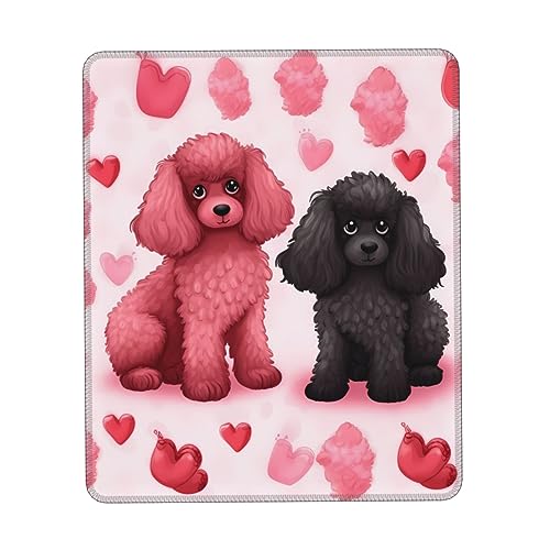 Rosa Pudel Hunde Mauspad Gaming Mauspad Personalisiert Benutzerdefinierte Mauspad Rutschfest Computer Mousepad für Büro 10 x 12 Zoll von Aotximlat