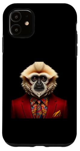 Hülle für iPhone 11 Lar Gibbon Shirt Affe Portrait Lustiges Affengesicht Kunstwerk Kunst von Apes Empire