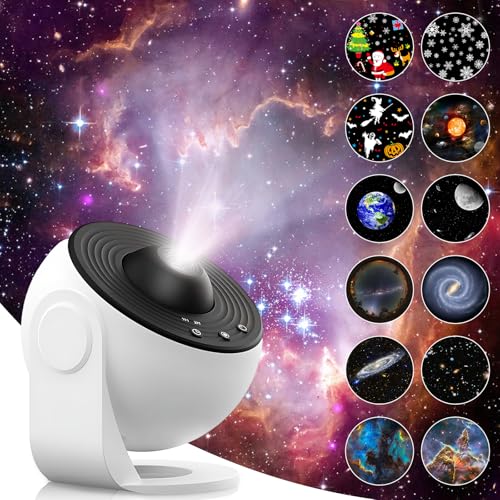 Apexxus Planetarium Sternenhimmel Projektor, 13-in-1 Galaxy Projektor Lampe für Schlafzimmer, 360° drehbarer Nebelprojektor Lampe Nachtlicht mit Weihnachts-Holloween für Kinder Erwachsene von Apexxus