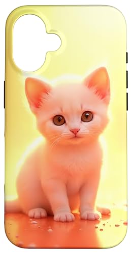 Hülle für iPhone 16 Niedliches Kawaii Kätzchen Katze weiß Katzenmotiv Tiere von ApiDesign