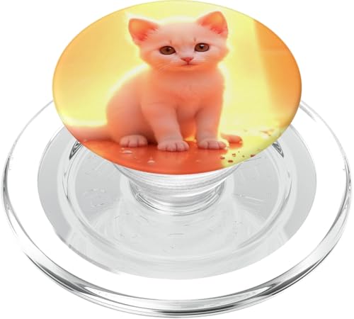 Niedliches Kawaii Kätzchen Katze weiß Katzenmotiv Tiere PopSockets PopGrip für MagSafe von ApiDesign