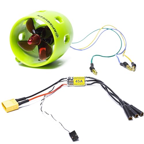 ApisQueen U01 Unterwasser Thruster mit 45A Bi-Directional ESC,12V~16V 2Kg Thrust Brushless Unterwasser Thruster/Propeller für ROV Boot（CCW） von ApisQueen