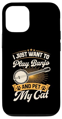 Hülle für iPhone 12/12 Pro Ich möchte nur Banjo spielen und meine Katze streicheln von Appalachian Style Bluegrass Banjo Player Merch