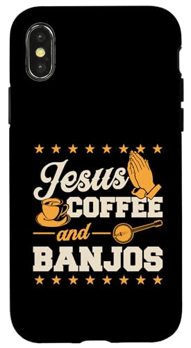 Hülle für iPhone X/XS Jesus Kaffee und Banjos von Appalachian Style Bluegrass Banjo Player Merch