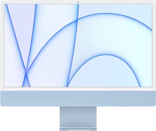 2021 Apple iMac mit Retina 4.5K Display und M1 Chip with 8-core GPU (24-Zoll, 8GB RAM, 512GB SSD) (QWERTY English) Blau (Generalüberholt) von Apple