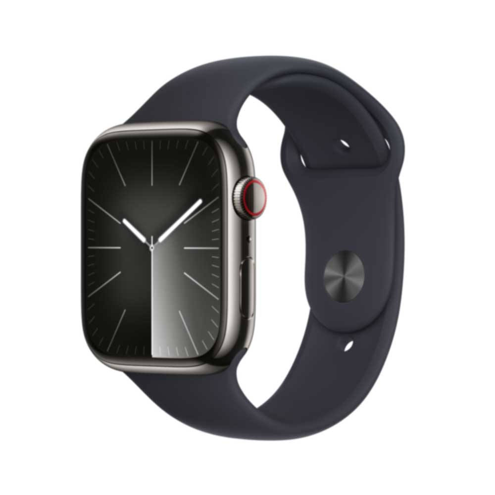 APPLE Watch Series 9 GPS + Cellular 45mm Graphite Stainless Steel Case with Midnight Sport Band - M/L (MRMW3QF/A) von Apple