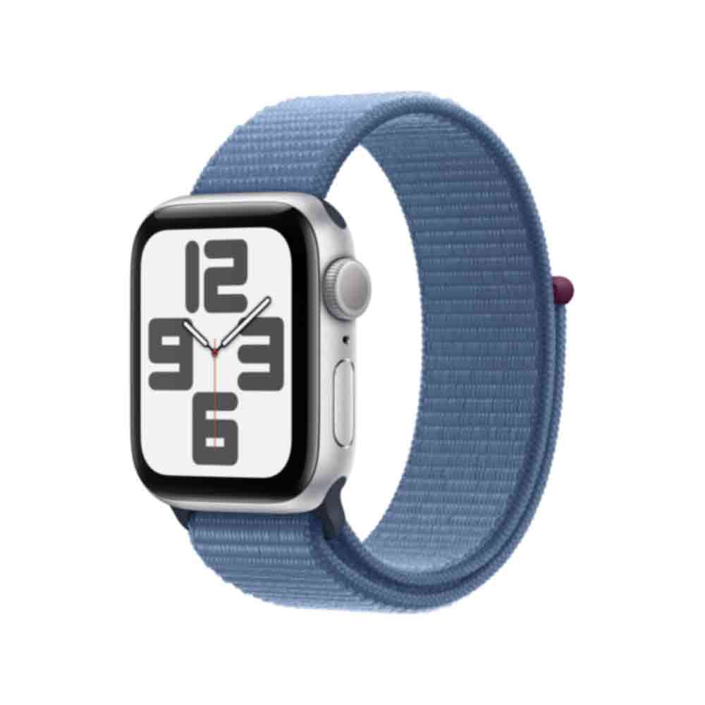 Apple Watch SE (GPS) - 40 mm - Aluminium, Silber - intelligente Uhr mit Sportschleife - Stoff - Winter Blue - Handgelenkgröße: 130-200 mm - 32GB - Wi-Fi, Bluetooth - 26,4 g (MRE33QF/A) von Apple