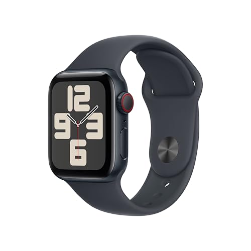 Apple Watch SE (2. Generation) GPS + Cellular 40 mm Smartwatch mit Aluminiumgehäuse in Mitternacht und Sportarmband in Mitternacht (M/L). Fitness und Schlaftracker, Unfallerkennung, Retina Display von Apple