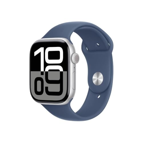 Apple Watch Series 10 (GPS + Cellular 46 mm) Smartwatch mit Aluminiumgehäuse in Silber und Sportarmband in Denim (S/M). Fitnesstracker, EKG App, Always-On Retina Display, Wasserschutz Apple Watch Series 10 (GPS + Cellular 46 mm) Smartwatch mit Aluminiumgehäuse in Silber und Sportarmband in Denim (S/M). Fitnesstracker, EKG App, Always-On Retina Display, Wasserschutz von Apple