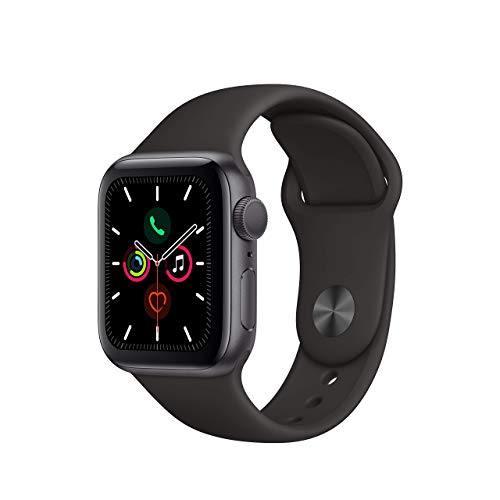 Apple Watch Series 5 (GPS, 40MM) Aluminiumgehäuse Space Grau mit Schwarz Sportarmband (Generalüberholt) von Apple