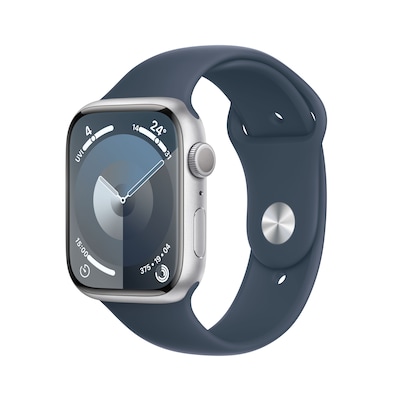 Apple Watch Series 9 GPS 45mm Aluminium Silber Sportarmband Sturmblau - S/M von Apple