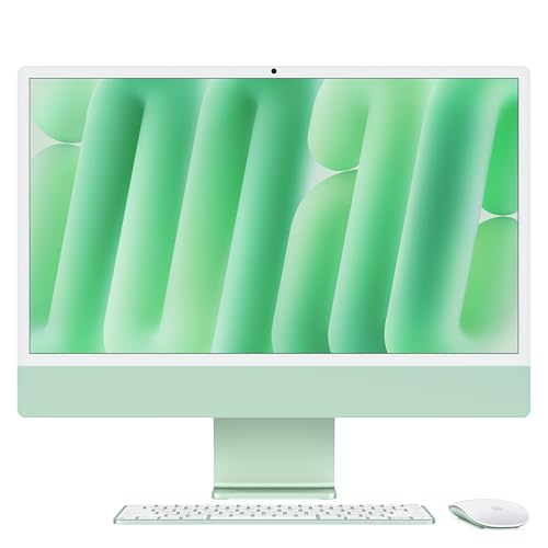 Apple iMac All-in-One Desktop-Computer mit M4 Chip mit 10 Core CPU und 10 Core GPU: 24" Retina Display, 16 GB gemeinsamer Arbeitsspeicher, 256 GB SSD Speicher, passendes Zubehör; Grün von Apple