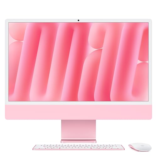 Apple iMac All-in-One Desktop-Computer mit M4 Chip mit 10 Core CPU und 10 Core GPU: 24" Retina Display, 16 GB gemeinsamer Arbeitsspeicher, 512 GB SSD Speicher, passendes Zubehör; Rosé von Apple