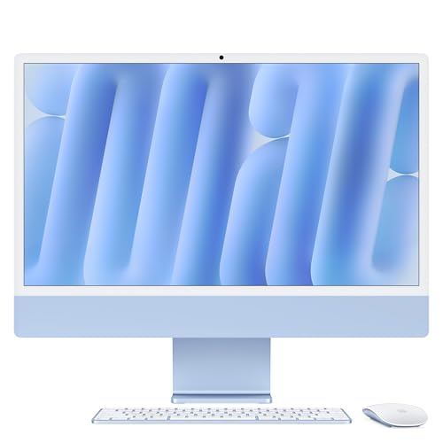 Apple iMac All-in-One Desktop-Computer mit M4 Chip mit 8 Core CPU und 8 Core GPU: 24" Retina Display, 16 GB gemeinsamer Arbeitsspeicher, 256 GB SSD Speicher, passendes Zubehör; Blau von Apple