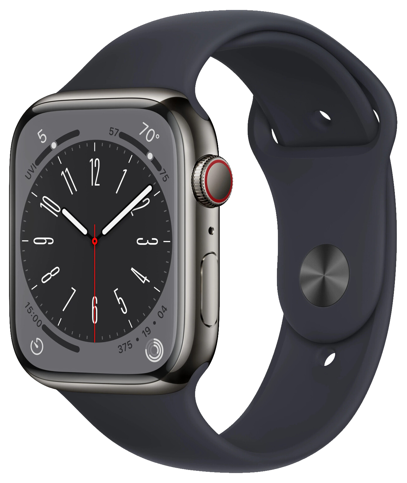 Watch 8 LTE Graphit Edelstahl 45mm Sportarmband Mitternacht MNKU3 von Apple