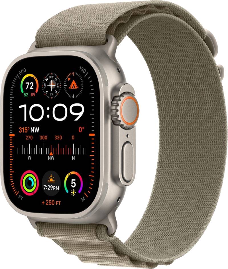 Watch Ultra 2 LTE Silber Titan 49mm Alpine Loop Oliv Medium MREY3 von Apple