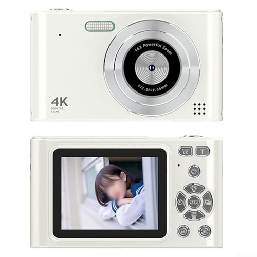 Für 16-fachen Zoom Digitalkamera für Kinder, 48MP Auflösung, wiederaufladbarer Akku (Weiß) von Aprilsunnyzone