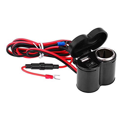 Motorrad-USB-Ladegerät, Zigarettenanzünder, wasserdicht, Zigarettenanzünder, USB, 2-in-1-Handy-Ladegerät, für Motorrad, Scooter, Motorrad, 12-45 V von Aramox