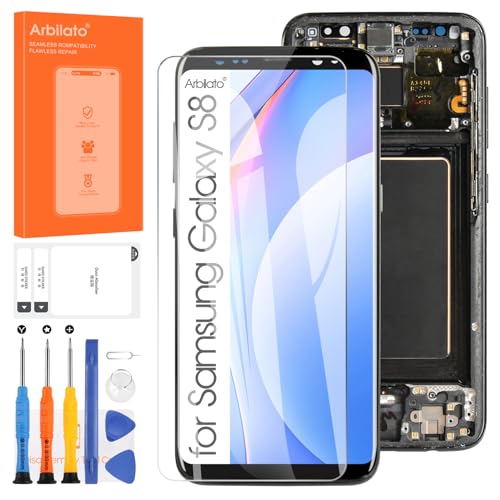 Arbilato LCD Display für Samsung Galaxy S8 G950 G950F LCD Touchscreen Digitizer Ersatz Glas Panel Reparatur Set (Schwarz mit Rahmen) von Arbilato