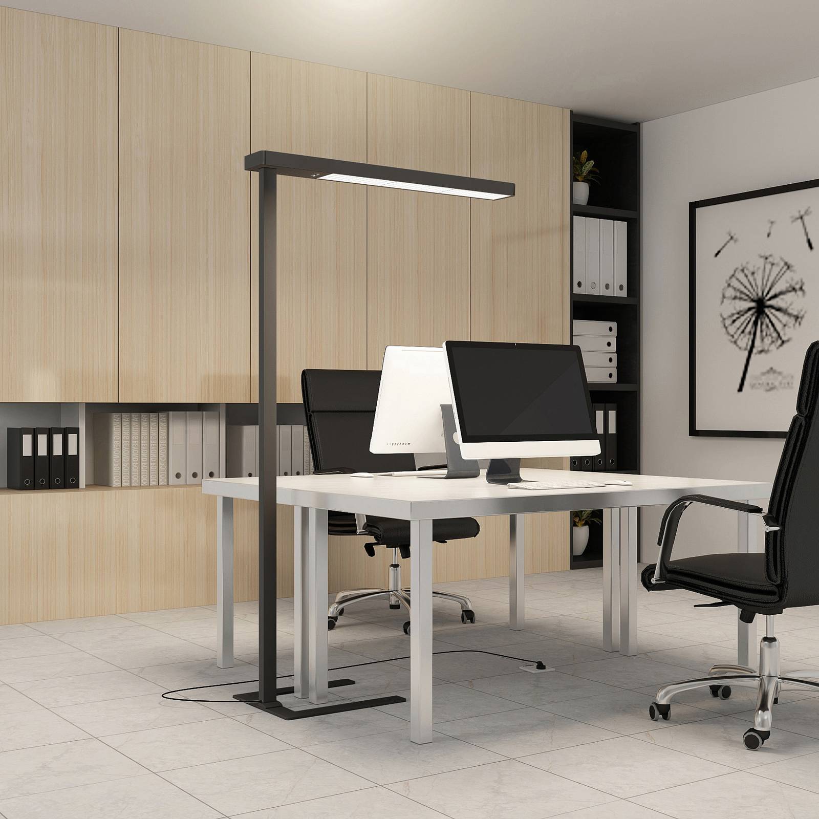 Arcchio LED-Büro-Stehleuchte, schwarz, Sensor, 2er-Set von Arcchio