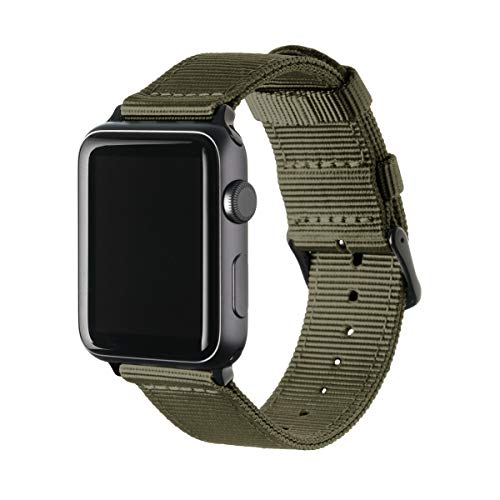 Archer Watch Straps - Nylon Uhrenarmband für Apple Watch - Olivgrün/Schwarz, 44/45/46/49mm von Archer Watch Straps