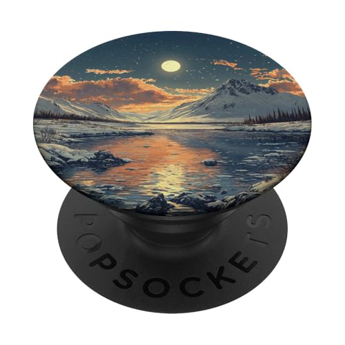 Arctic Tundra Vintage Landschaft Grafik PopSockets Klebender PopGrip von Arctic Tundra Vintage Landscape Merch