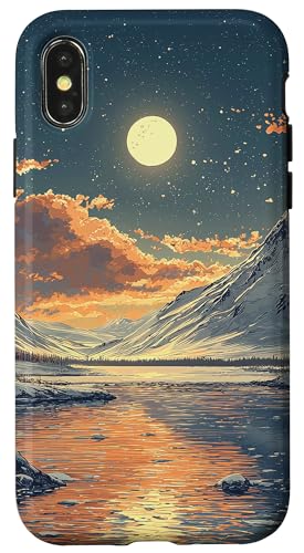 Hülle für iPhone X/XS Arctic Tundra Vintage Landschaft Grafik von Arctic Tundra Vintage Landscape Merch