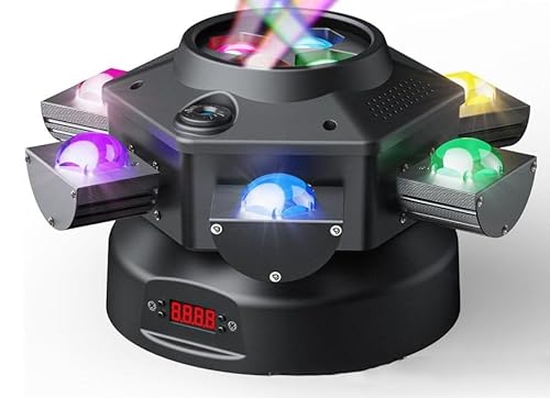 Areyourshop Moving Head Licht 150W,DJ Licht Scheinwerfer RGBW LED Bühnenlicht Partylicht mit DMX512 Soundaktivierter Lichteffekt mit 6 Lichtarmen für DJ Bar Weihnachten Geburtstag Disco von Areyourshop