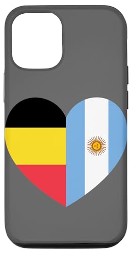 Hülle für iPhone 13 Pro Belgium and Argentina Flags: Heart Shaped Unity von Argentina Love Pride Merch