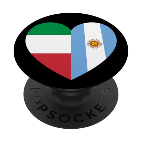 Italy and Argentina Flags: Heart Shaped Unity PopSockets mit austauschbarem PopGrip von Argentina Love Pride Merch