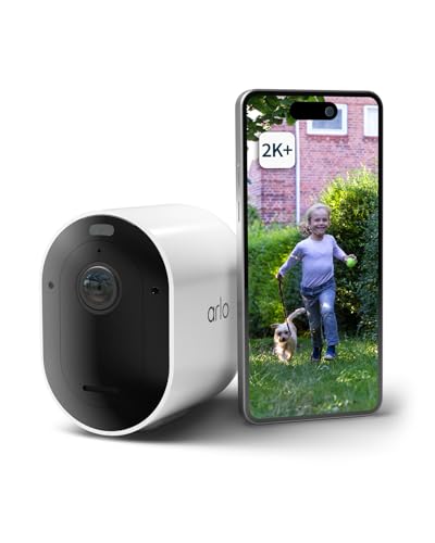 Arlo Pro 5 Überwachungskamera Aussen WLAN, 2K+ HDR Video, Kabellos, Verbesserte Farbnachtsicht, 160° Blickwinkel, Spotlight, 2-Wege Audio, Alarm Sirene, Secure Testzeitraum, 1er Set, Weiß von Arlo