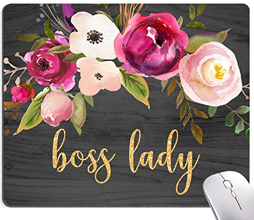 Armanza Mauspad, Boss Lady Zitat Mauspad, Quadratisches wasserdichtes Mousepad, rutschfeste Gummibasis, kabellose Mauspads für Büro Laptop, niedliche Mauspads mit Designs für Frauen von Armanza