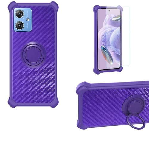 Aroepurt hülle Kompatibel Für Moto G64 5g Hülle Case Handyhülle Schutzhülle Cover [Mit 9H Härte HD Schutzfolie] PC + Silikon Ständer TZZH-ZI von Aroepurt