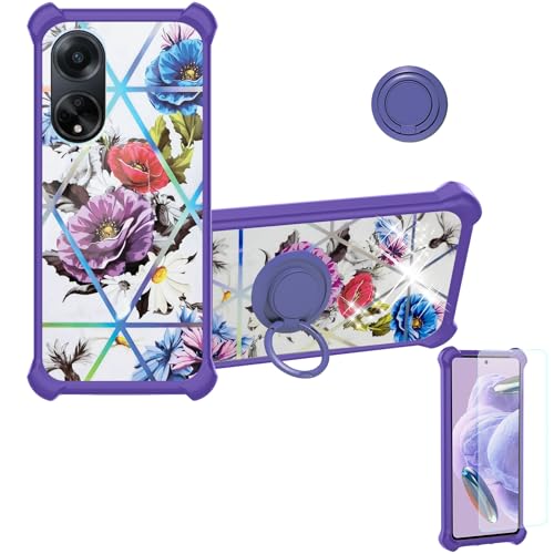 Aroepurt hülle Kompatibel mit Oppo A98 5G Hülle Case Handyhülle Schutzhülle Cover [Mit 9H Härte HD Schutzfolie] PC + Silikon IMDZ-HUA2 von Aroepurt