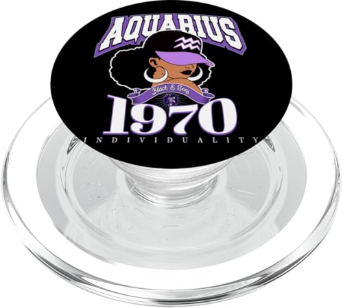 Aquarius 1970 Afro-Königin Sternzeichen Geburtstagsgeschenke PopSockets PopGrip für MagSafe von Around The Way Girls: Afro Birthday Zodiac Sign