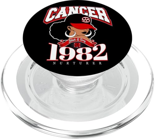 Krebs 1982 Afro-Königin Sternzeichen Geburtstagsgeschenke PopSockets PopGrip für MagSafe von Around The Way Girls: Afro Birthday Zodiac Sign